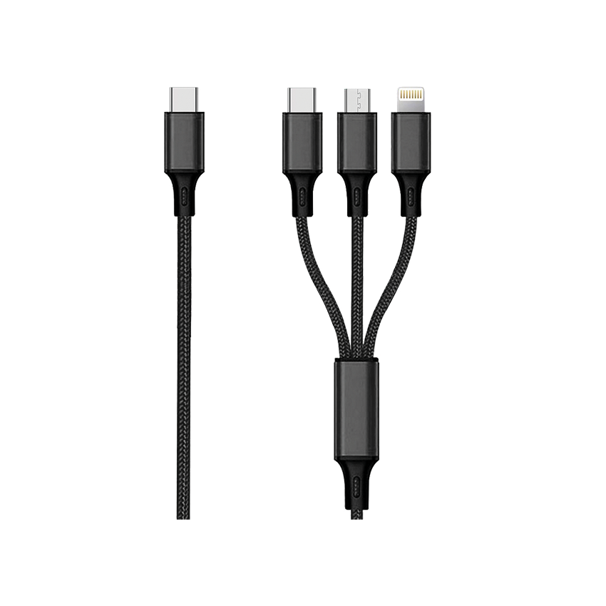 Bild von 3 in 1 USB Type C Ladekabel - schwarz - 150cm