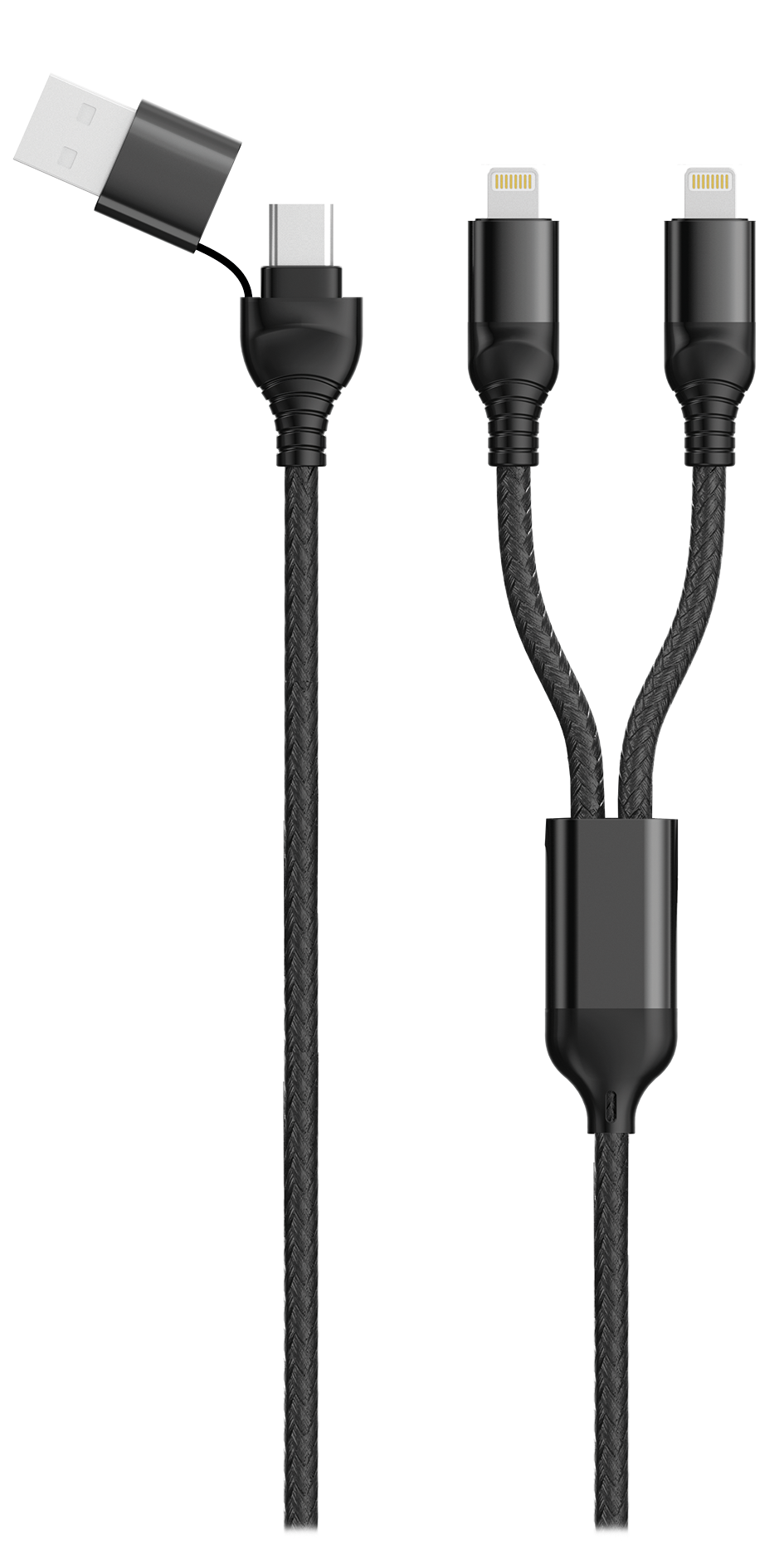 Bild von USB A / USB Type-C Ladekabel Duo - schwarz - 120 cm