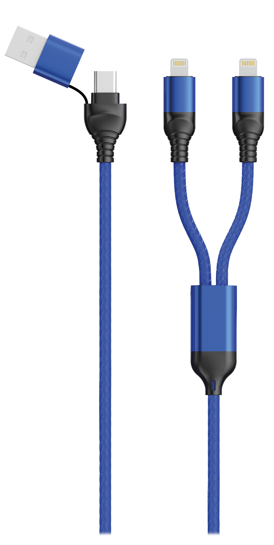 Bild von USB A / USB Type-C Ladekabel Duo - blau - 120 cm